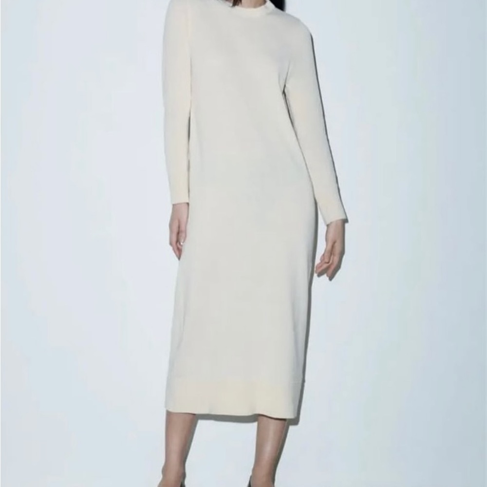 Zara Cream Long Sleeve Dress